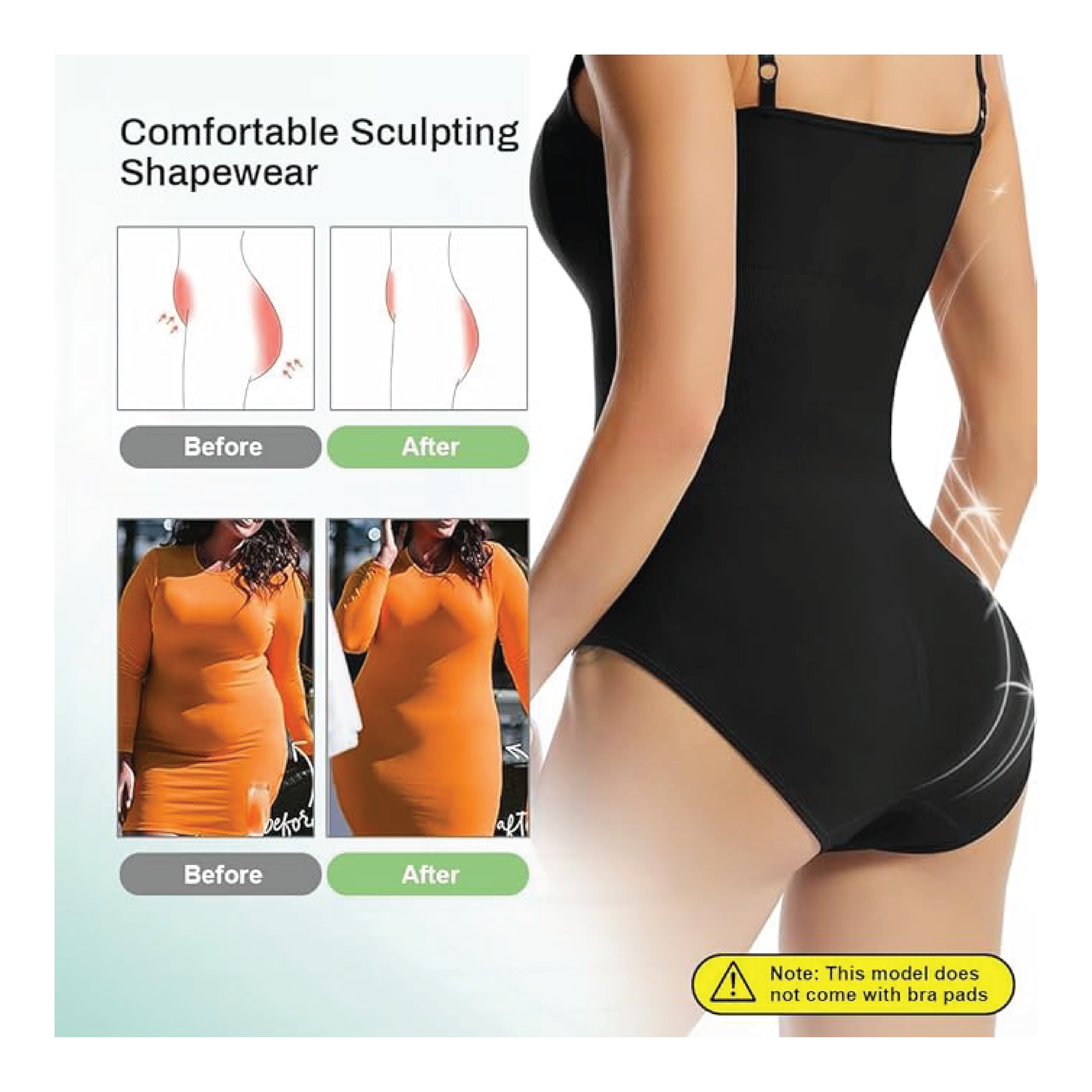 Tummy Control Shapewear Bodysuit for Women Butt Lifter Panties Stretch Slimming Body Shaper with adjustable Spaghetti Strap